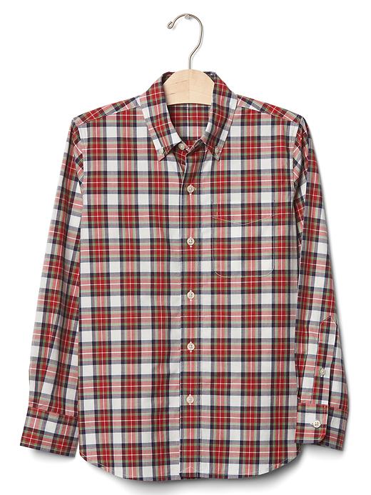 View large product image 1 of 1. Plaid button-down poplin shirt