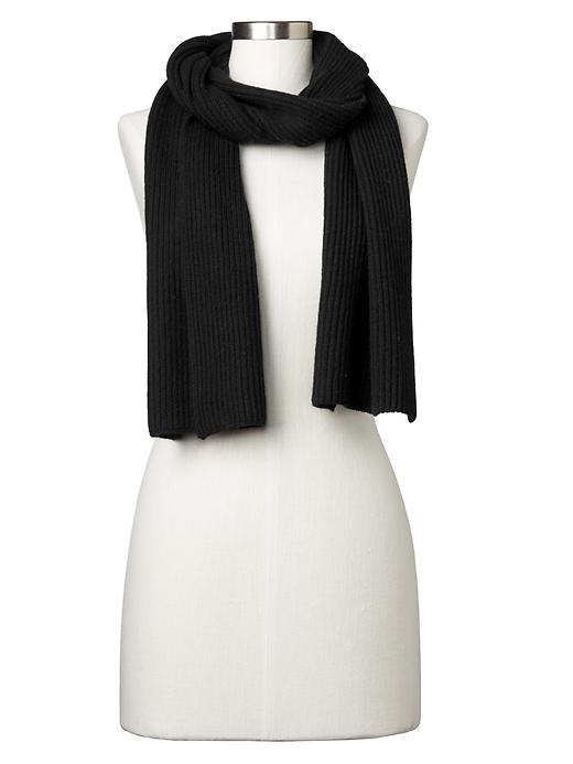View large product image 1 of 1. Cashmere ribbed knit scarf