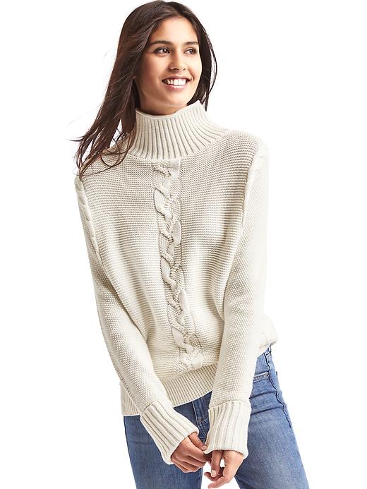 Image number 8 showing, Plait cable knit mockneck sweater