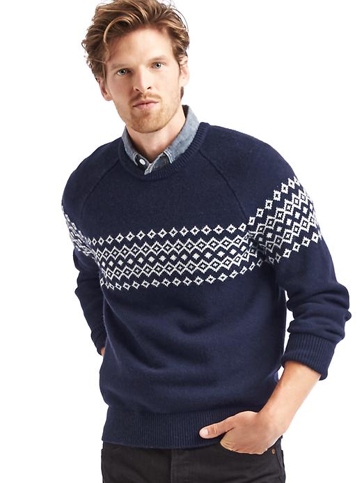 Image number 5 showing, Merino wool blend fair isle crew sweater