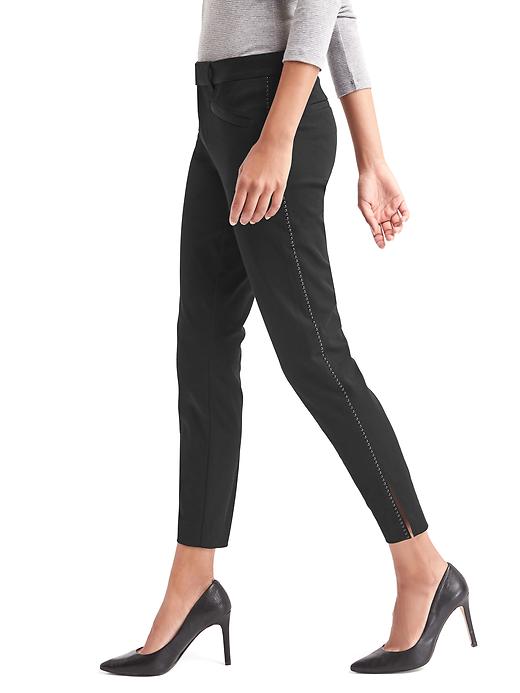 Image number 5 showing, Bi-stretch skinny ankle stud-trim pants