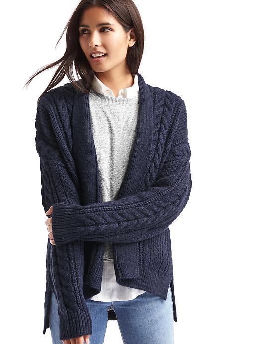 Image number 3 showing, Cable knit hi-lo cardigan