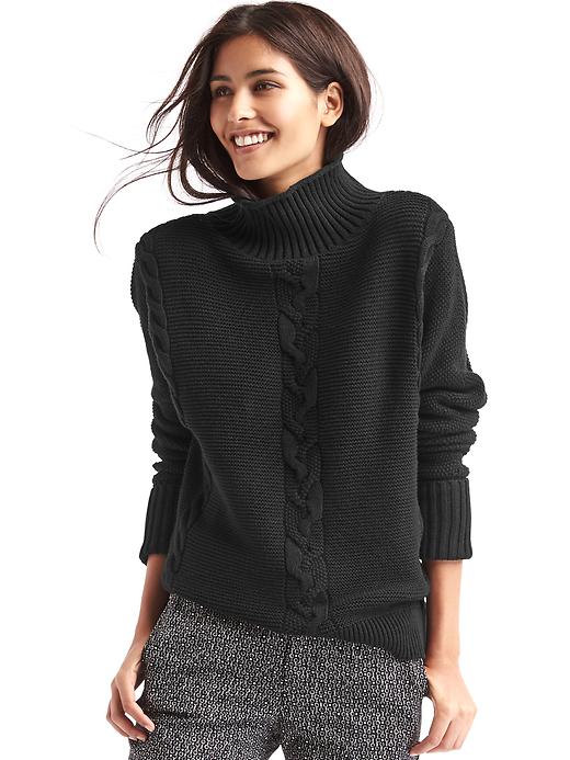 Image number 9 showing, Plait cable knit mockneck sweater