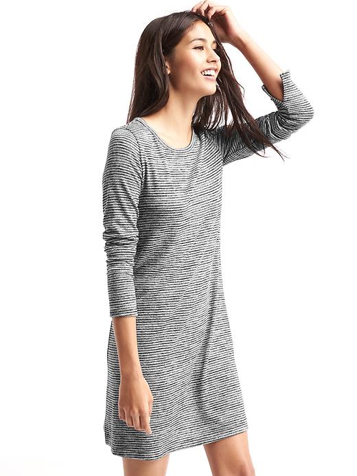 View large product image 1 of 1. Softspun knit long sleeve swing dress