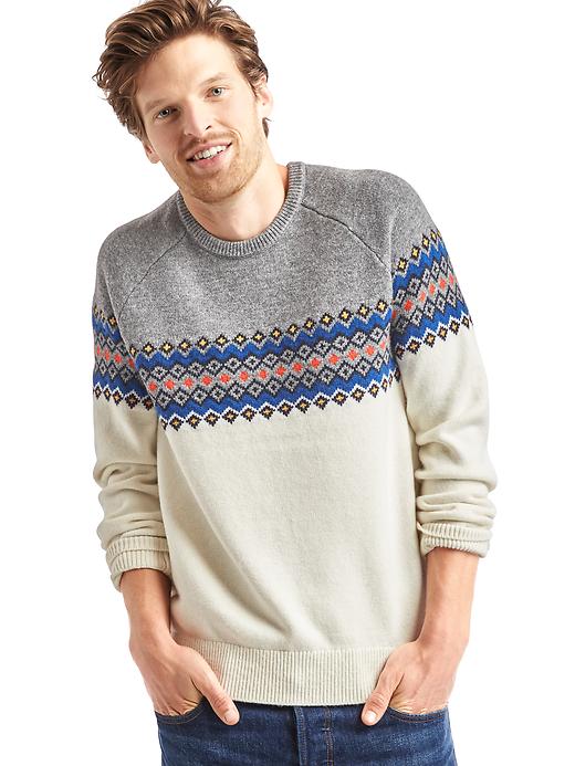 Image number 4 showing, Merino wool blend fair isle crew sweater