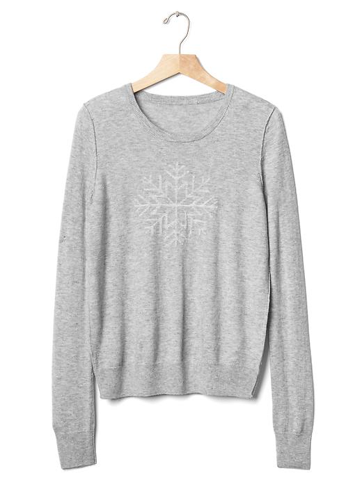 Image number 6 showing, Snowflake intarsia crewneck sweater