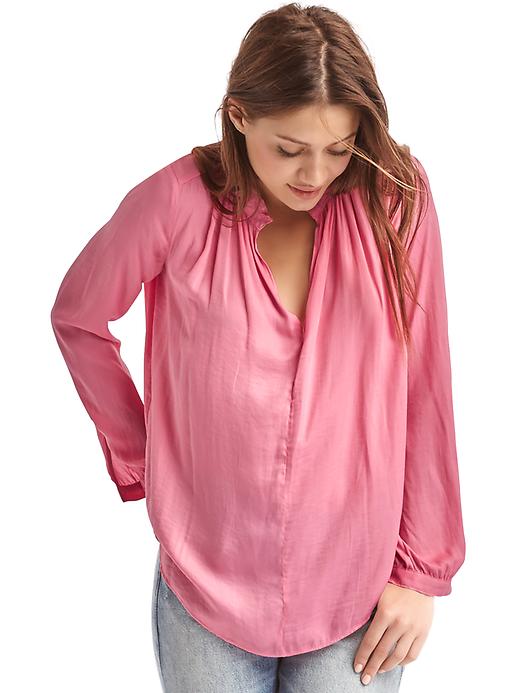 Image number 1 showing, Silky split-neck blouse
