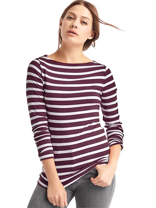 View large product image 1 of 1. Modern boatneck stripe tee