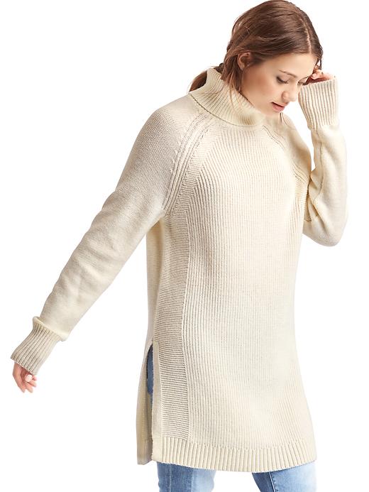 Image number 1 showing, Merino wool blend tunic sweater