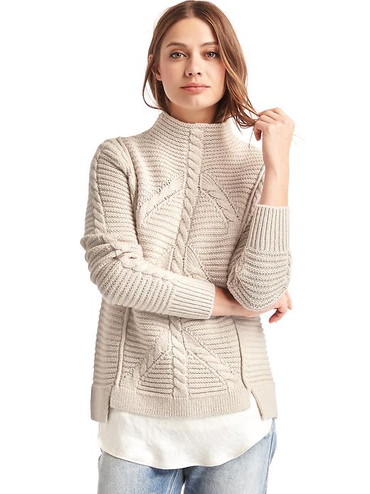 Image number 7 showing, Mix-knit mockneck sweater