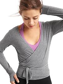 View large product image 3 of 6. GapFit Breathe barre wrap top
