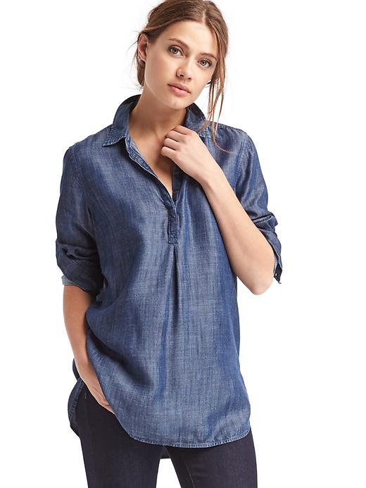 Image number 1 showing, TENCEL&#153 boyfriend popover tunic