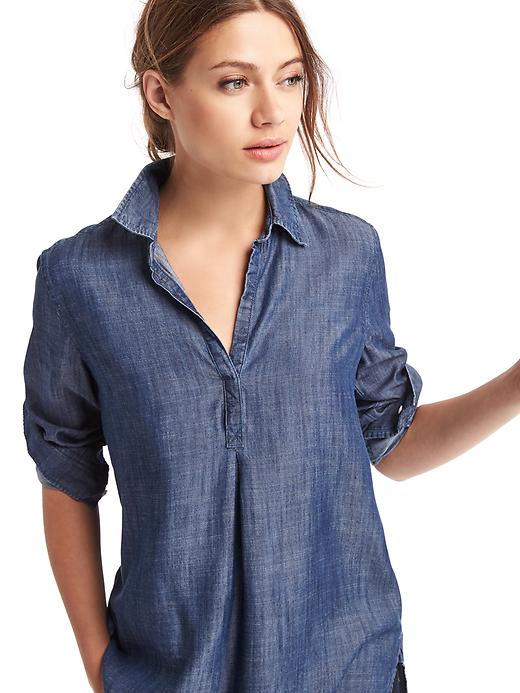 Image number 5 showing, TENCEL&#153 boyfriend popover tunic