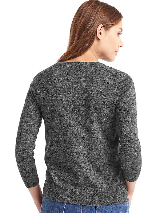 Image number 2 showing, Crewneck Cardigan Sweater in Merino Wool