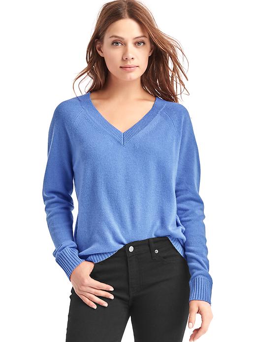 View large product image 1 of 1. Wool- cashmere blend V-neck sweater