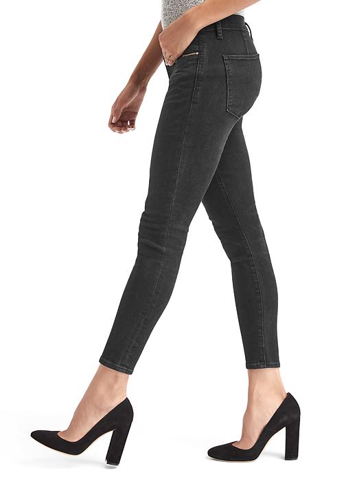 Image number 5 showing, Mid rise zip pocket true skinny ankle jeans
