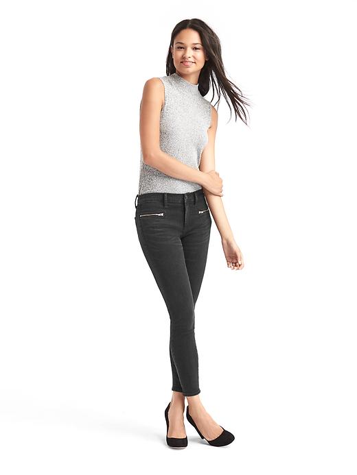 Image number 3 showing, Mid rise zip pocket true skinny ankle jeans