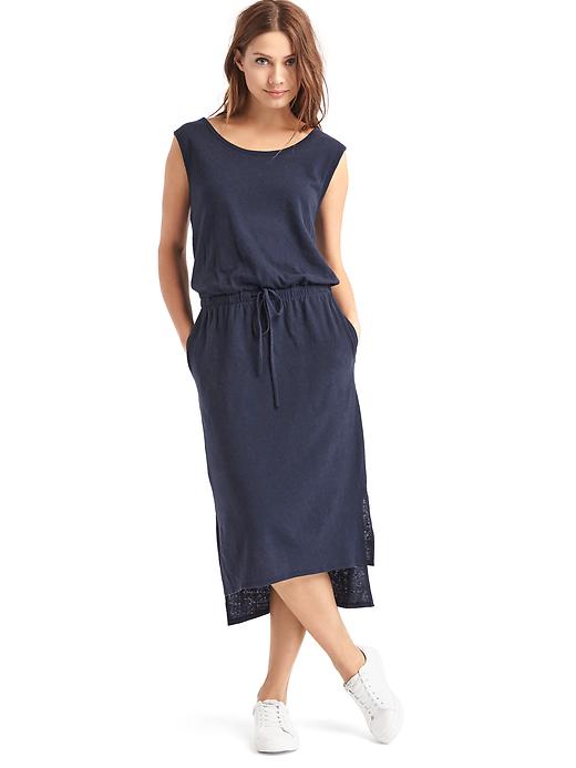 Image number 9 showing, Linen-cotton hi-lo tank dress