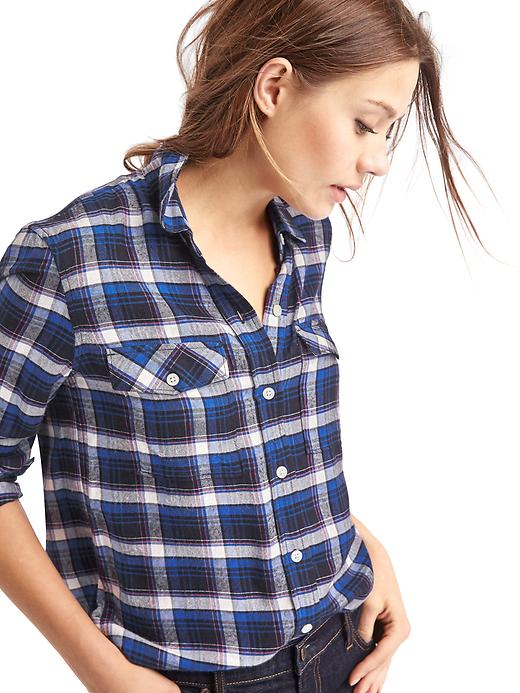 Image number 5 showing, Soft plaid combo boyfriend shirt
