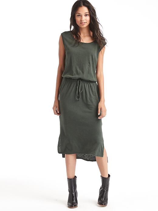 Image number 1 showing, Linen-cotton hi-lo tank dress