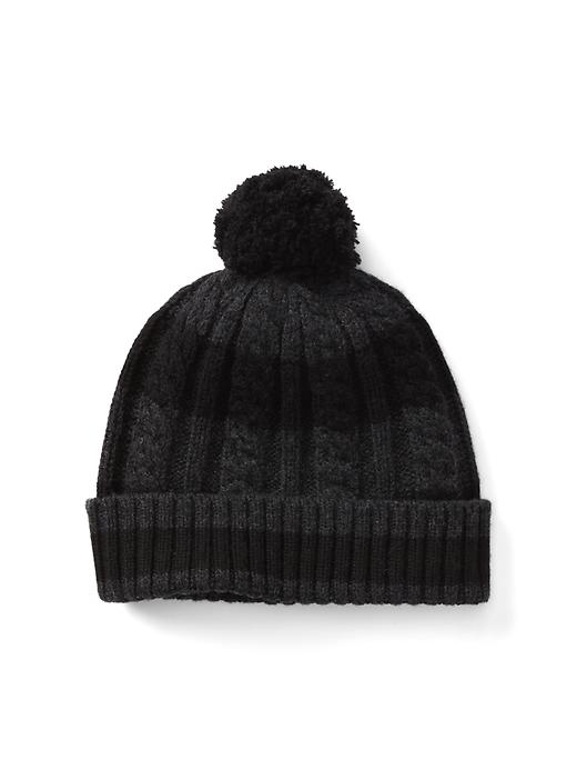 View large product image 1 of 1. Striped cable knit beanie