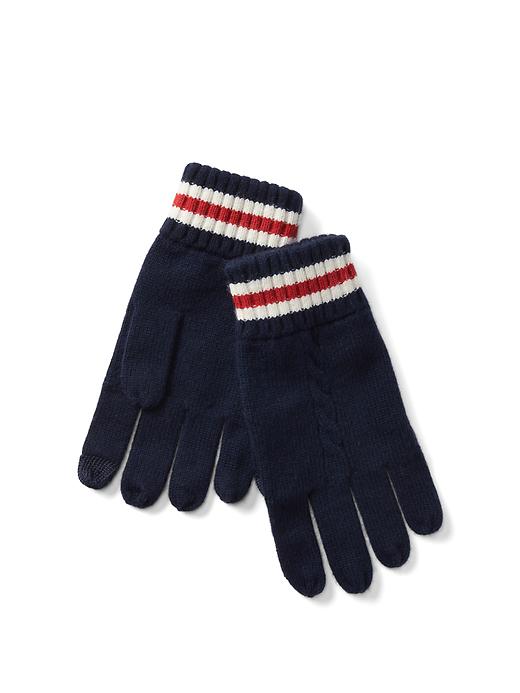 View large product image 1 of 1. Merino tech cable gloves