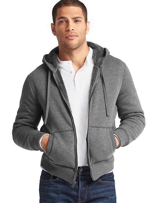 Image number 1 showing, Sherpa-lined zip hoodie