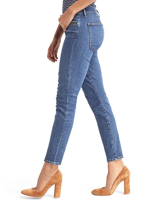 Image number 5 showing, Mid rise zip pocket true skinny ankle jeans