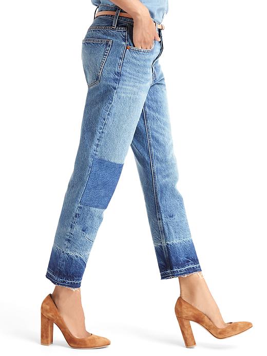 Image number 5 showing, Mid rise let-down hem vintage straight jeans