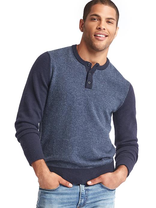 Image number 1 showing, Merino wool blend two-tone henley