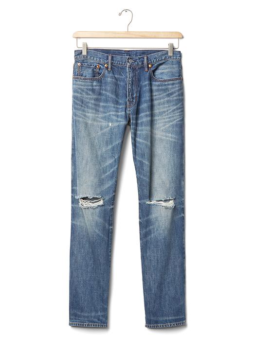 Image number 6 showing, Brushed denim straight fit jeans