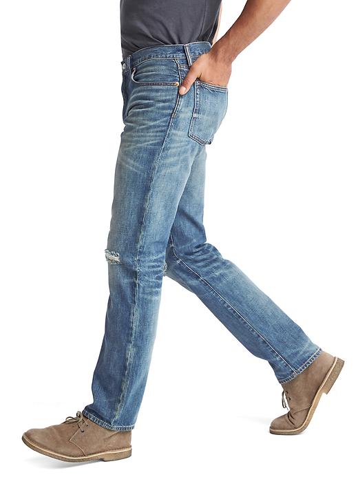 Image number 5 showing, Brushed denim straight fit jeans