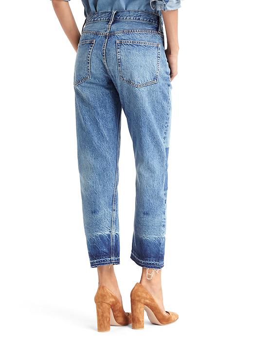 Image number 2 showing, Mid rise let-down hem vintage straight jeans