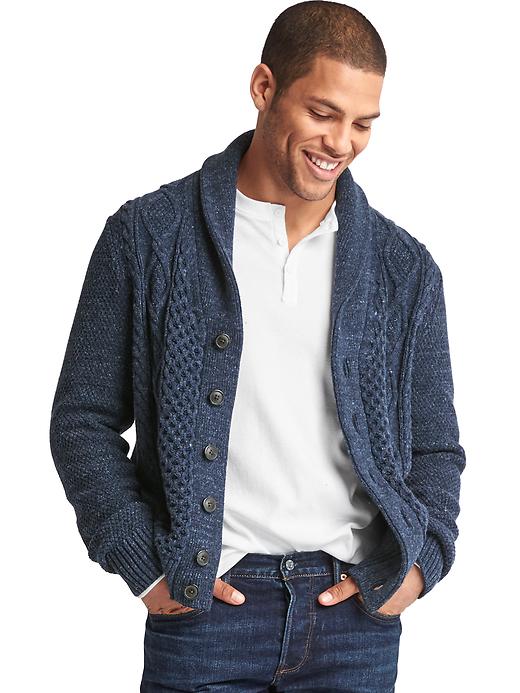 Image number 3 showing, Cable knit button cardigan