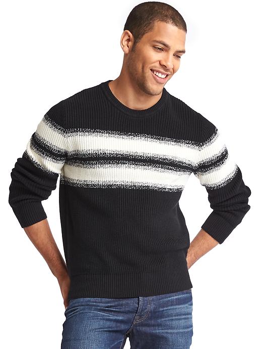Image number 1 showing, Gradient chest-stripe crewneck sweater
