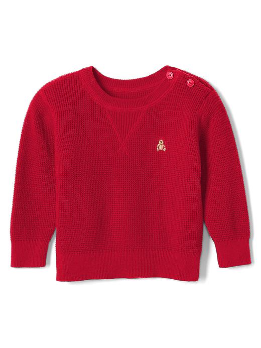 View large product image 1 of 1. Waffle-knit crew pullover