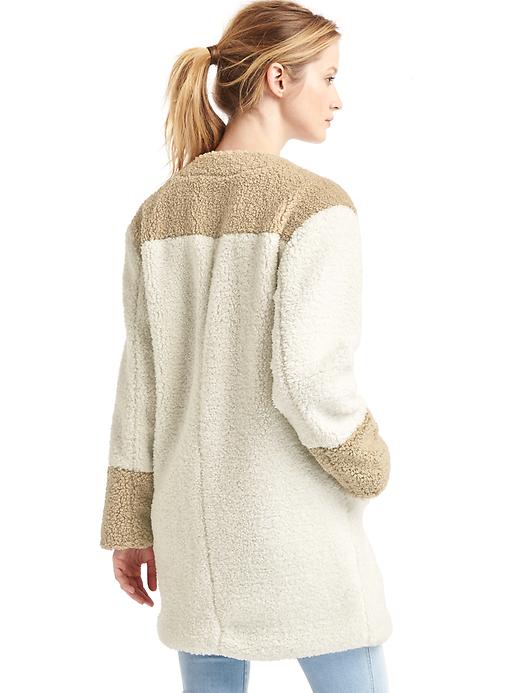 Image number 2 showing, Cozy sherpa collarless coat