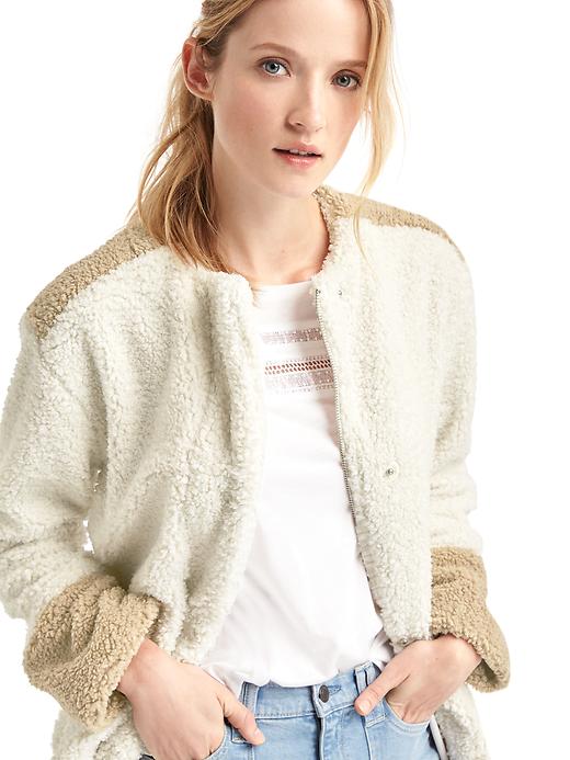 Image number 5 showing, Cozy sherpa collarless coat