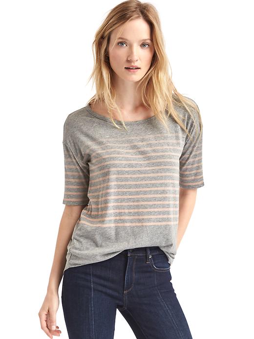 View large product image 1 of 1. Stripe short drop sleeve tee