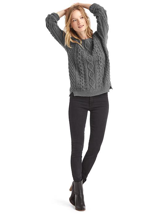 Image number 3 showing, Beaded cable knit sweater