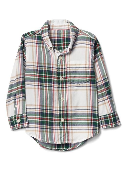 View large product image 1 of 3. Chalk plaid button-down flannel shirt