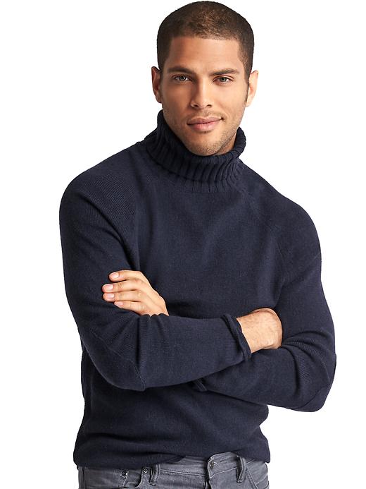 View large product image 1 of 1. Merino wool blend turtleneck sweater