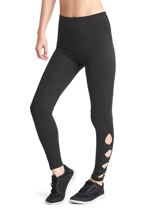 Image number 1 showing, GapFit Blackout Technology gFast strappy cutout high rise leggings