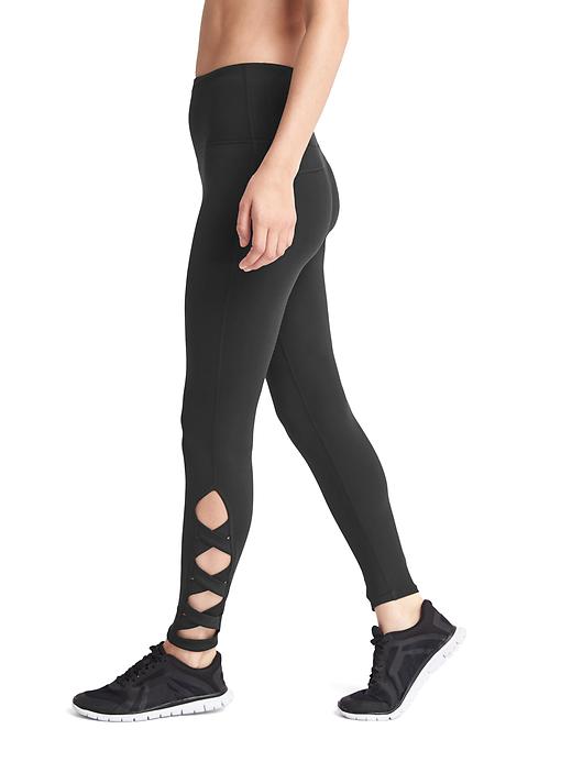 Image number 3 showing, GapFit Blackout Technology gFast strappy cutout high rise leggings