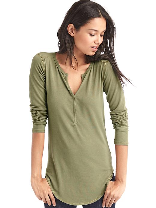 View large product image 1 of 1. Metallic-trim henley