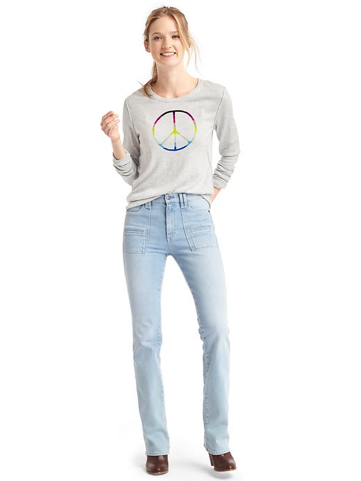 Image number 3 showing, Peace sign intarsia pullover sweater