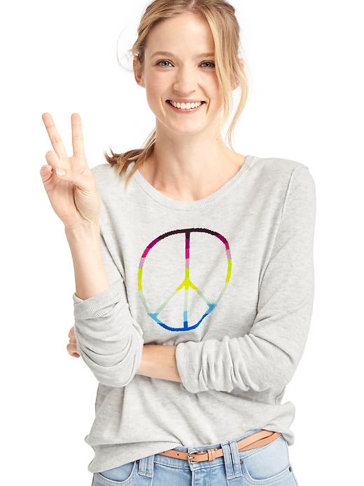 Image number 5 showing, Peace sign intarsia pullover sweater