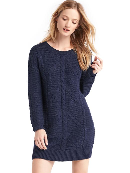 Image number 1 showing, Plait cable knit sweater dress