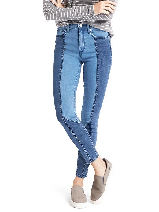 Image number 1 showing, Super high rise two-tone true skinny jeans