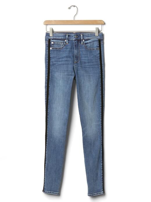 Image number 6 showing, Super high rise velvet-trim true skinny jeans